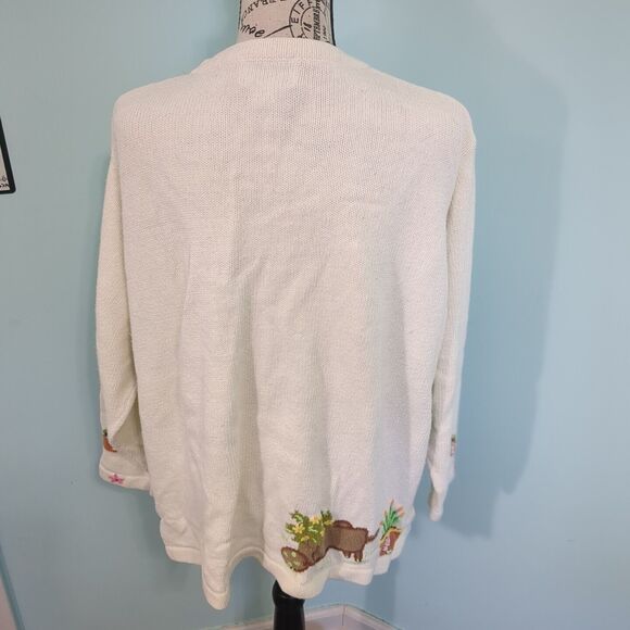 The Quacker Factory Sweater Cardigan 1x spring birdhouse Embroidered Grandma - Picture 2 of 8